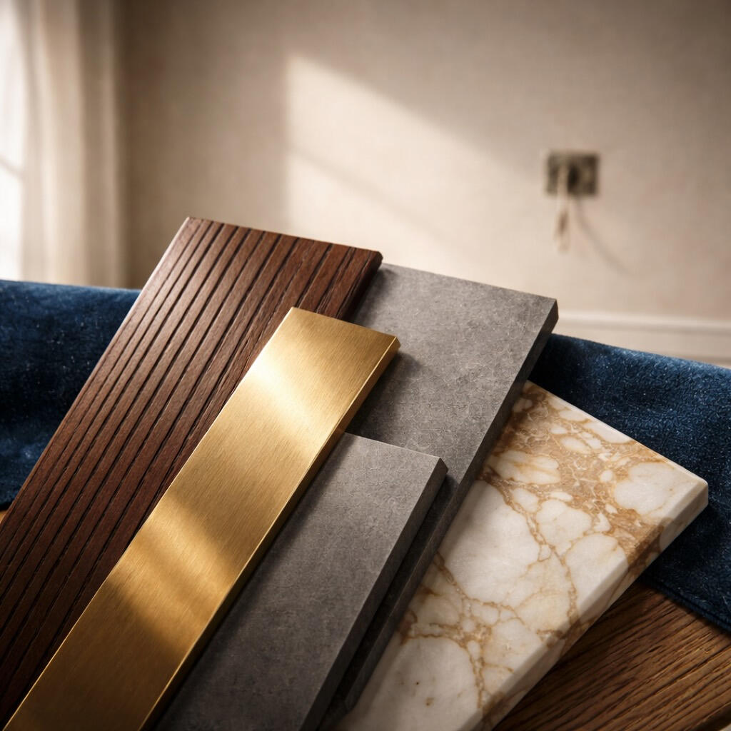 Premium architectural material samples for custom interior wall design in Phoenix