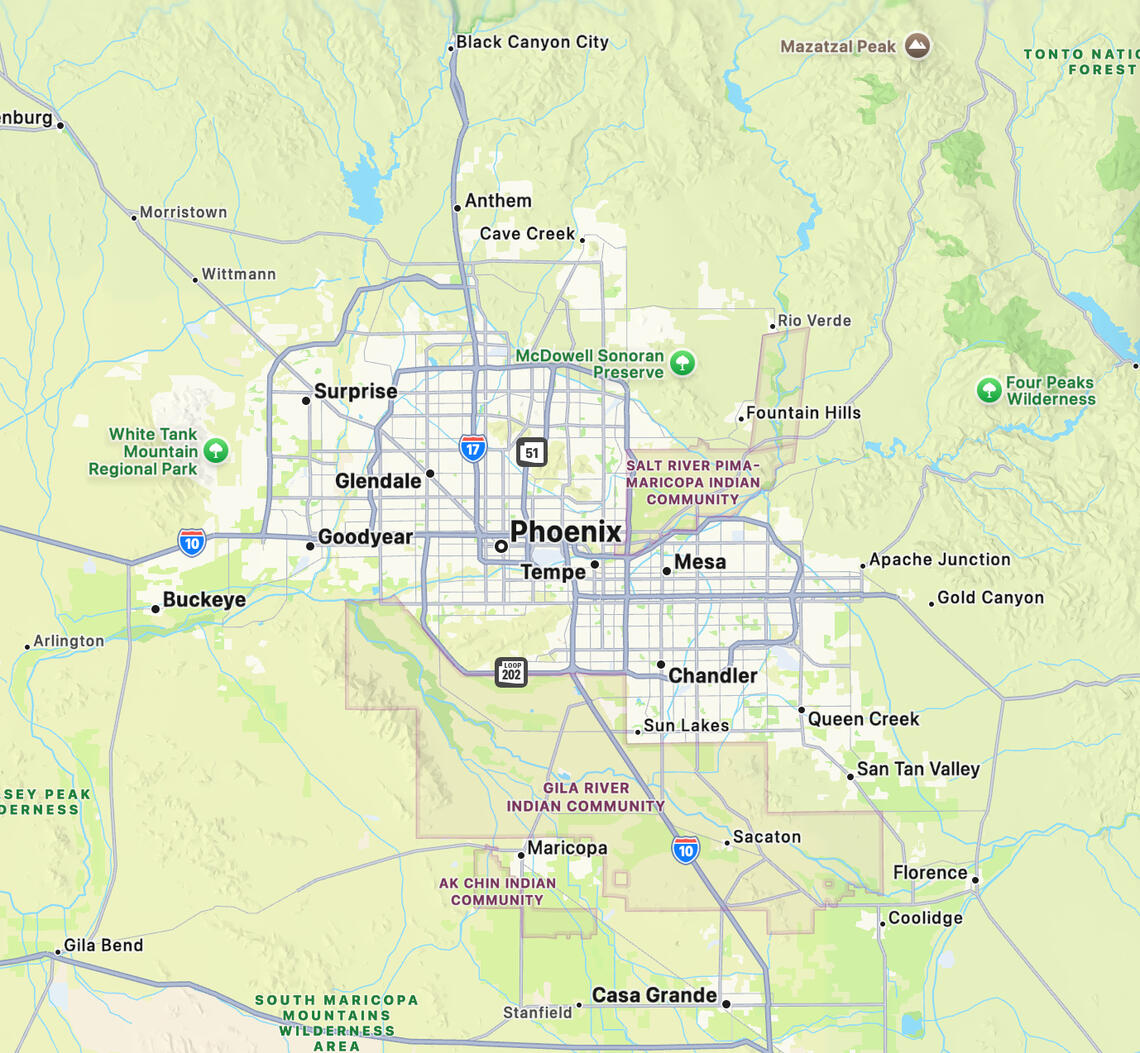 Accent Walls Phoenix service area map Accent Walls Phoenix service area map